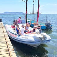 People having fun during their Private RIB Boat Trip from Sète or Frontignan with Wine & Snorkeling from Thau Excursions.