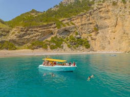 Un grupo de personas nadando durante un Paseo en barco a Coll Baix & Isla Alcanada desde Alcúdia con esnórquel con My Sea Experience Alcúdia.