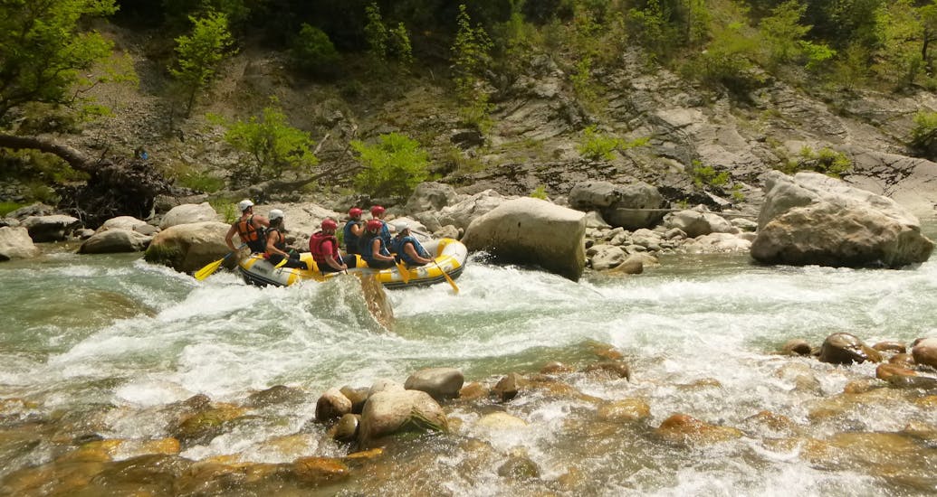 People on raft on the Aracthos river during Rafting on the Arachthos River near Loannina by Active Nature Epirus.