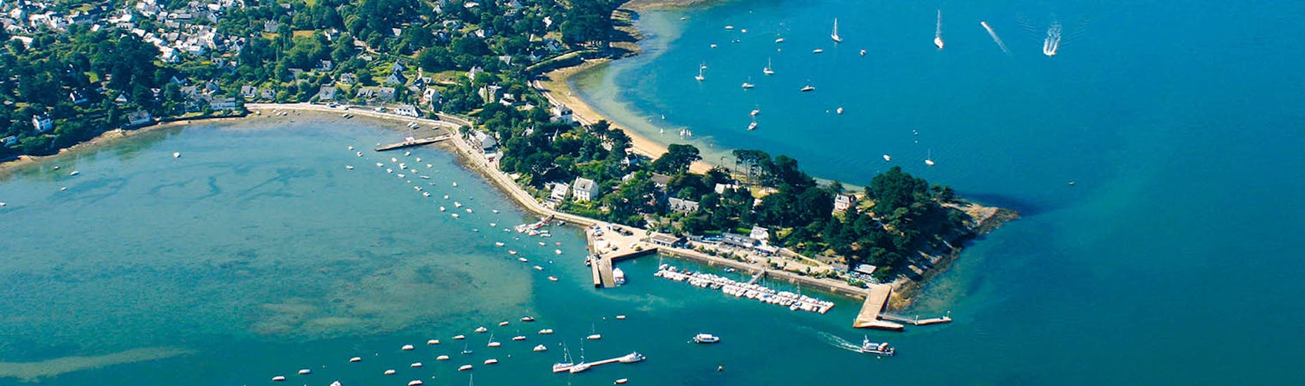 View of gulf of Morbihan from above during the Round Trip Ferry to Île d'Arz from Baden from Izenah Croisières Morbihan.