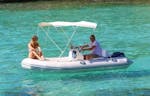 Boat Rental in blue and beautiful Cala Figuera (up to 4 people) without license from Redstar Tours Mallorca.