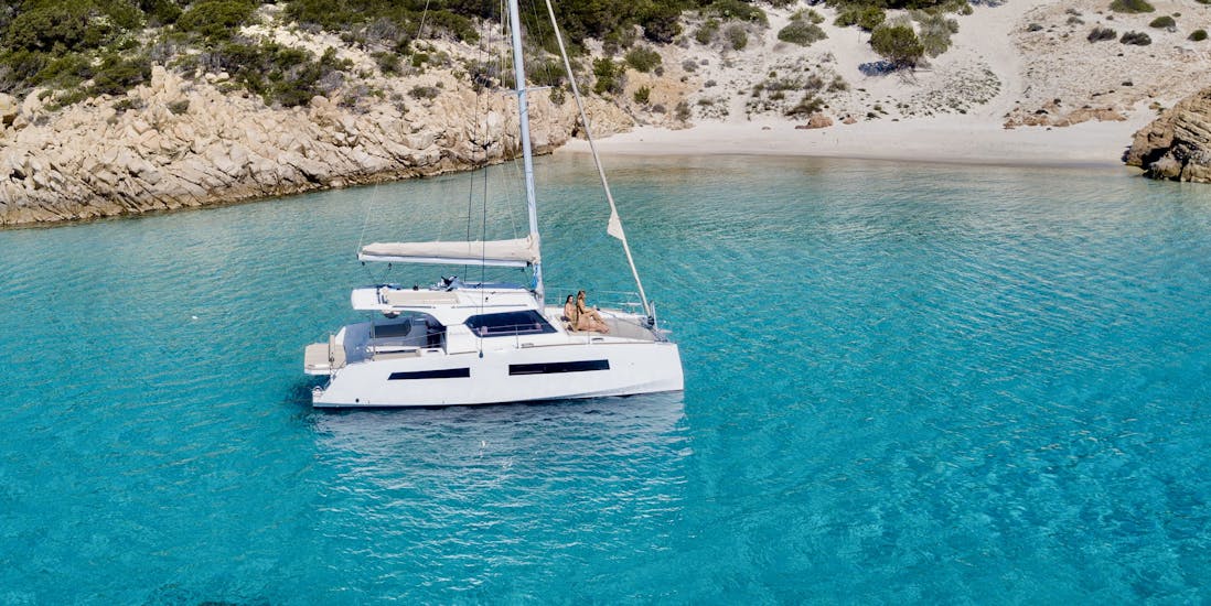 Luxury Catamaran Trip around La Maddalena Archipelago with Lunch from Palau.