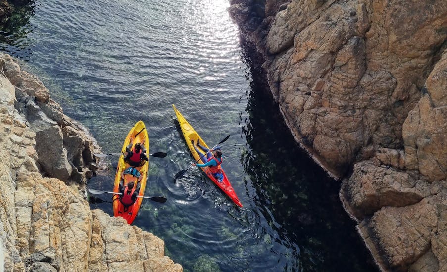3 people in our Sea Kayak Tour along Platja d'Aro & S ‘Agaró with Snorkeling.