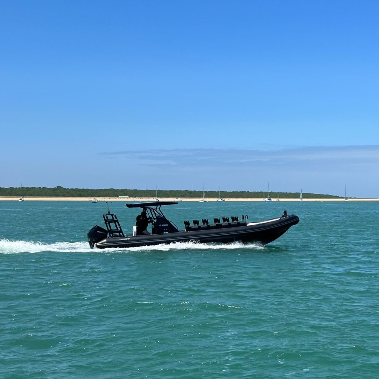 Bateau semi-rigide lors d'une Balade autour du port de La Cotinière avec des Commentaires en direct avec Les Croisières Oléronaises.