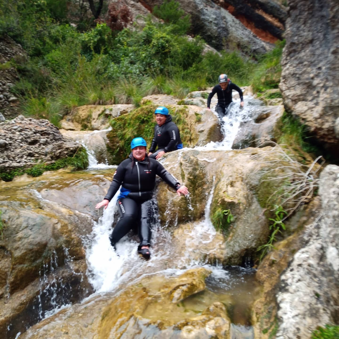 Here we have some poeple Canyoning in Salou for Beginners - Els Ports from Aventura Tour Salou.