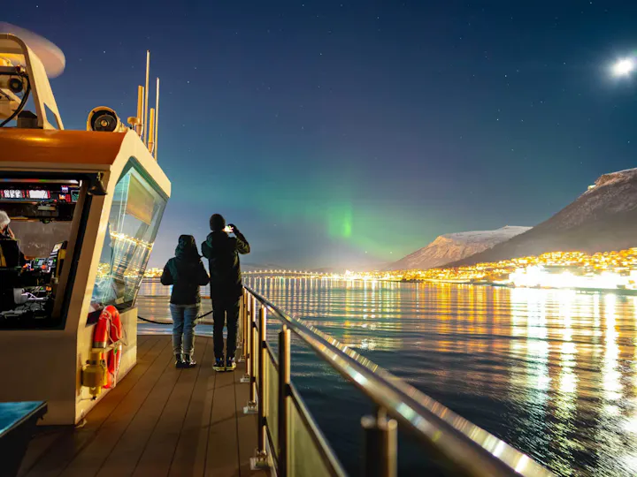 Paseo en barco para ver las auroras boreales desde Tromsø con Brim Explorer Norway.