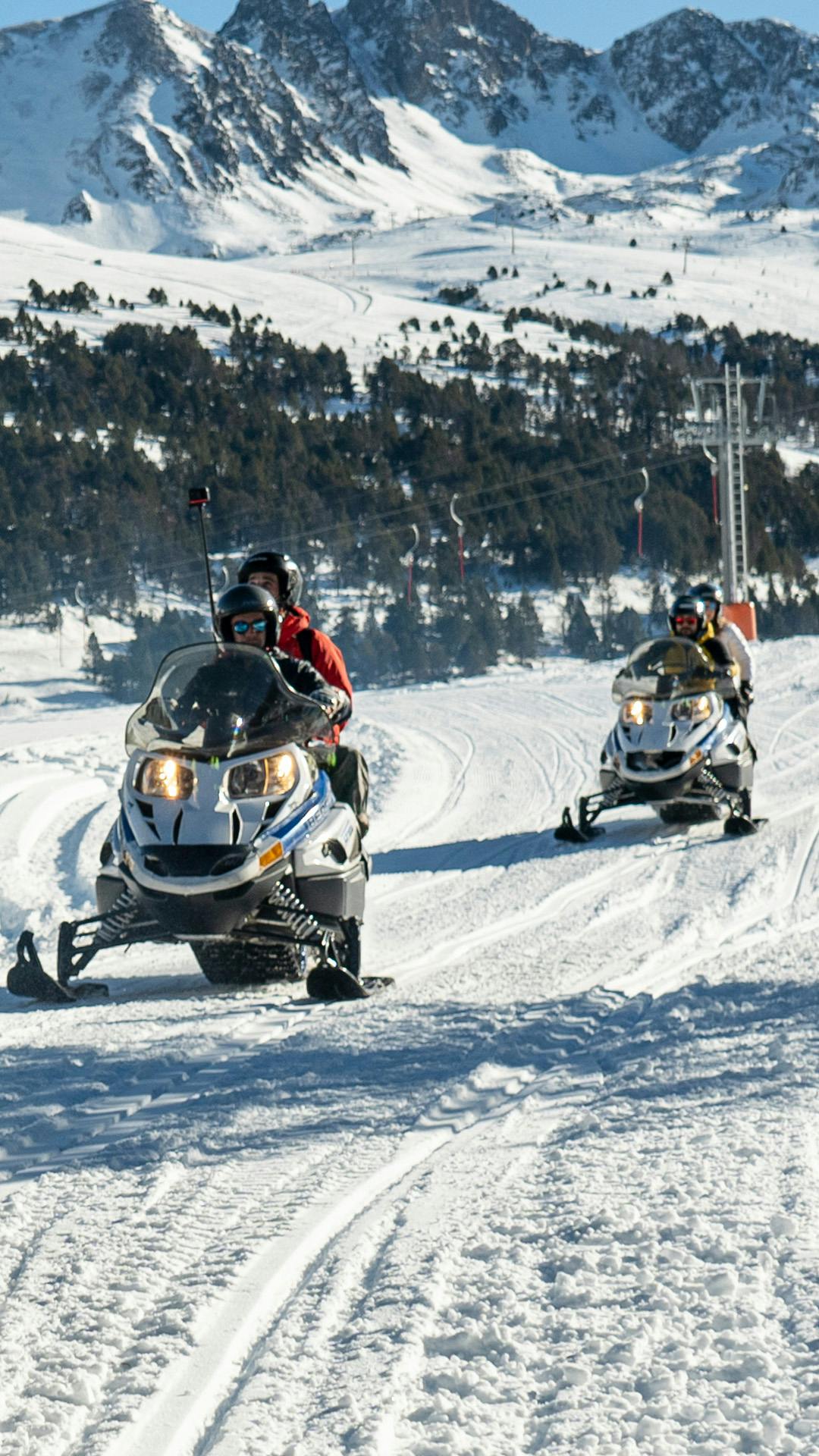 Snowmobile Tour in Grandvalira Mountain Park from ROCROI - Llavorsí / Andorra.