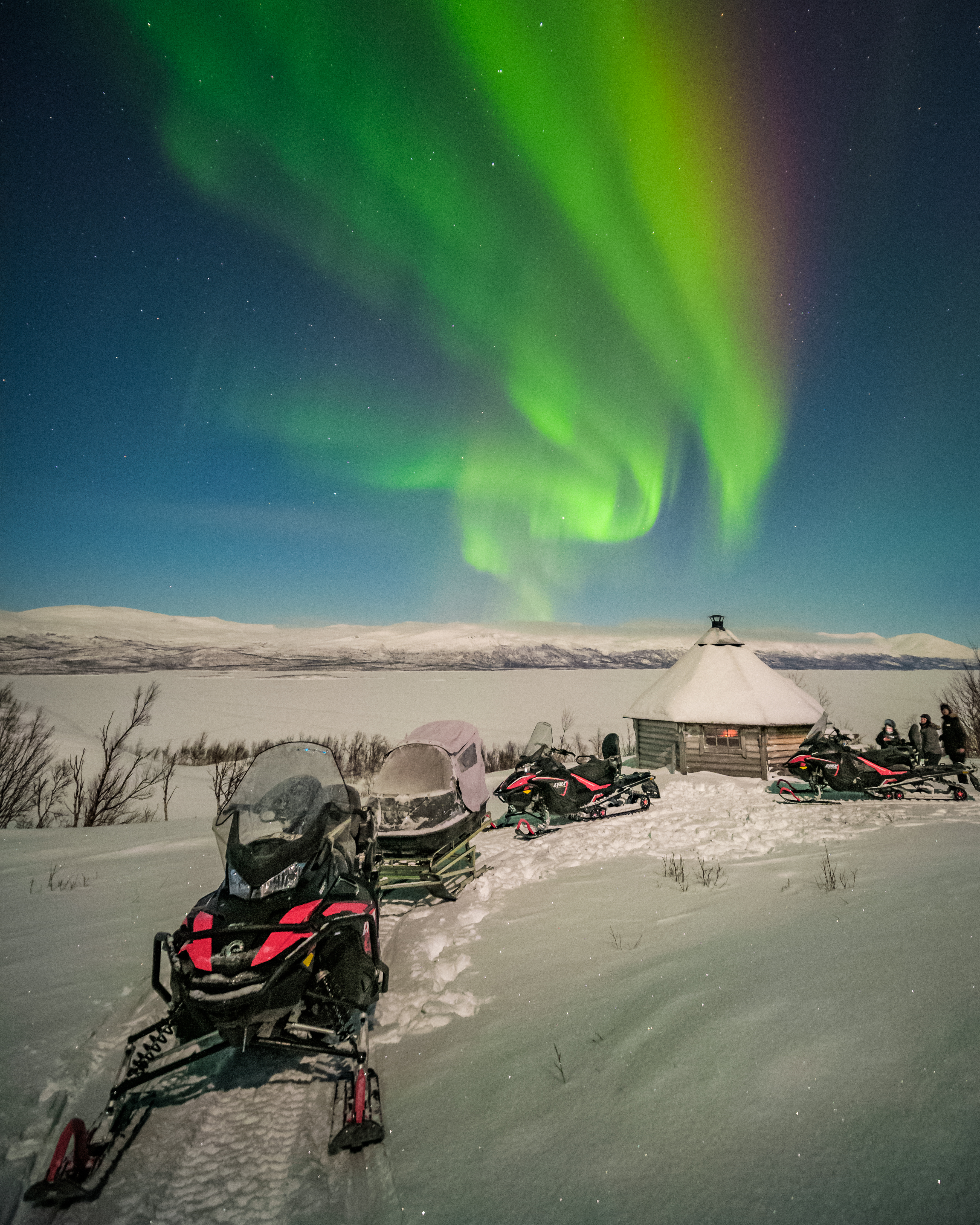 Snowmobile Tour by Night from Abisko with Snacks from Outback Abisko.