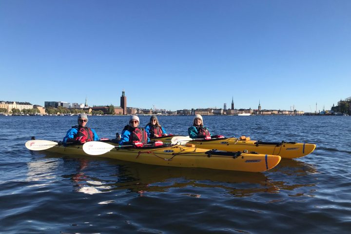 Sea Kayak Tour in Stockholm During Winter with Lunch & Hot Drinks from Stockholm Adventures.
