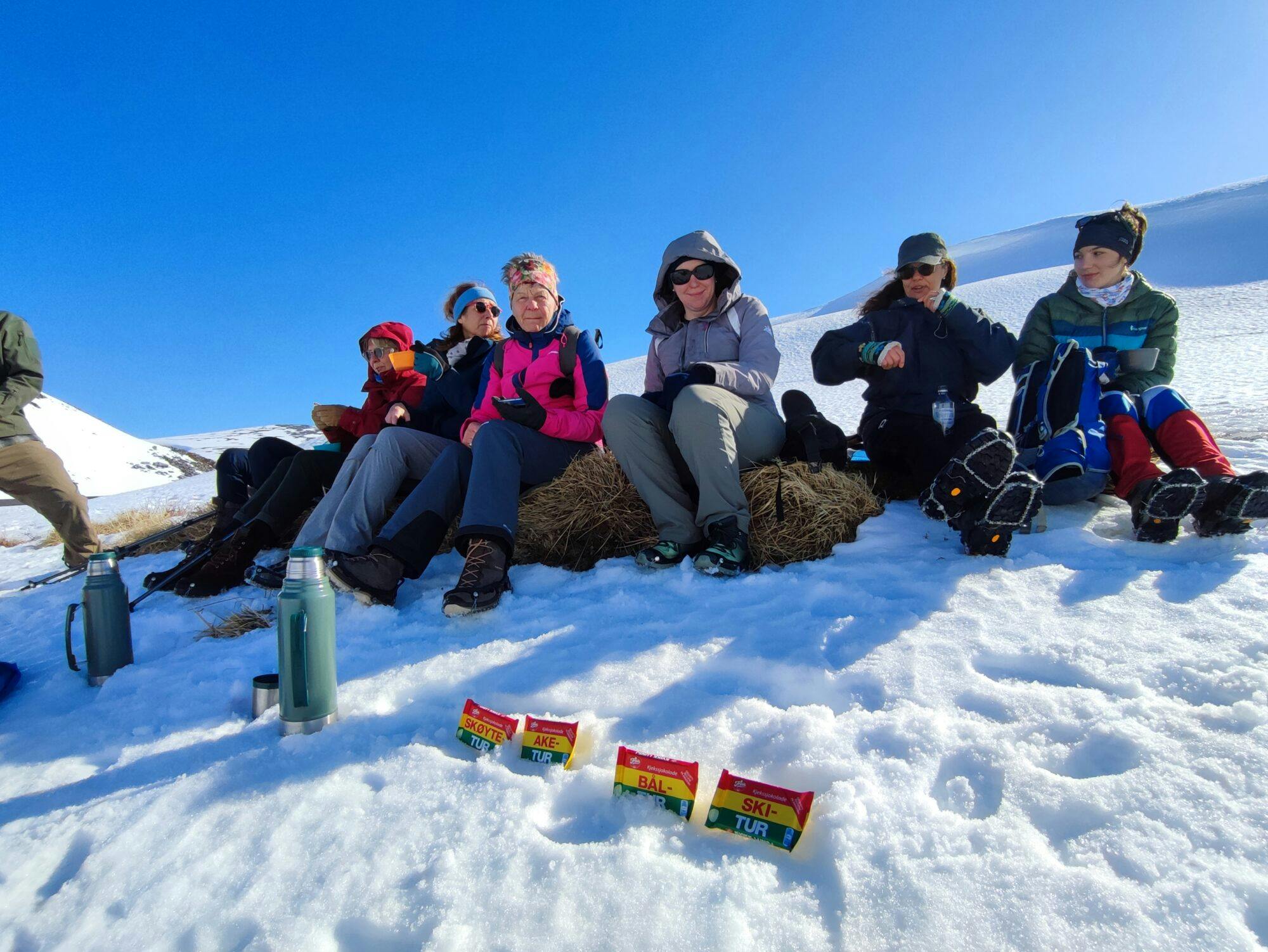 Winter Guided Kayaking and Hiking Tour in the Reinefjord from Hamnøy with Snacks from Saga Adventures Lofoten.