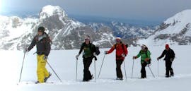 Der Skilehrer und drei Teilnehmer genießen den Schnee bei der Privaten Skitour für alle Levels mit Privatskischule Höll.