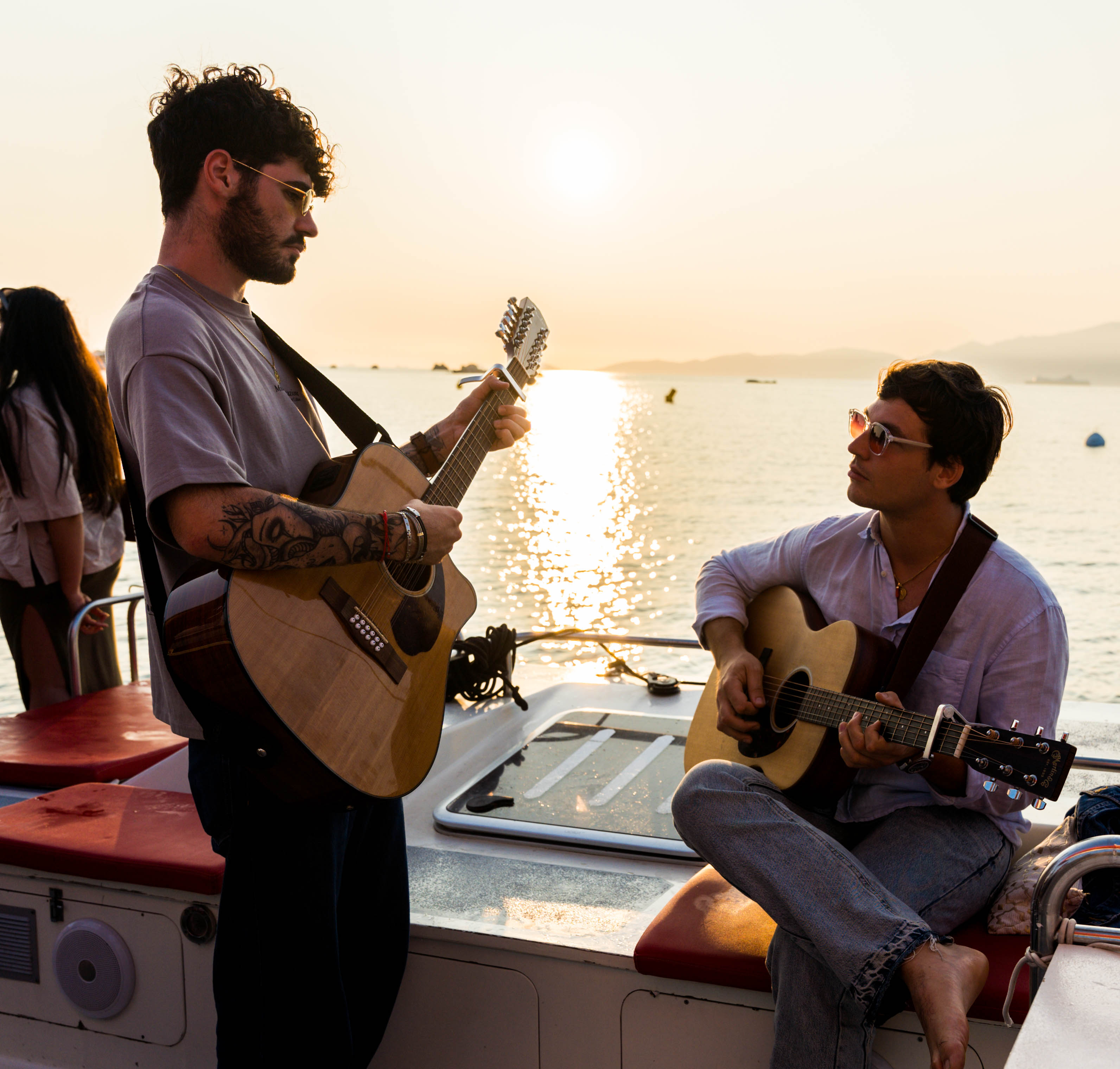 Sunset Catamaran Trip in the Bay of Ajaccio with Corsican songs from Voglia Di Mare Ajaccio.