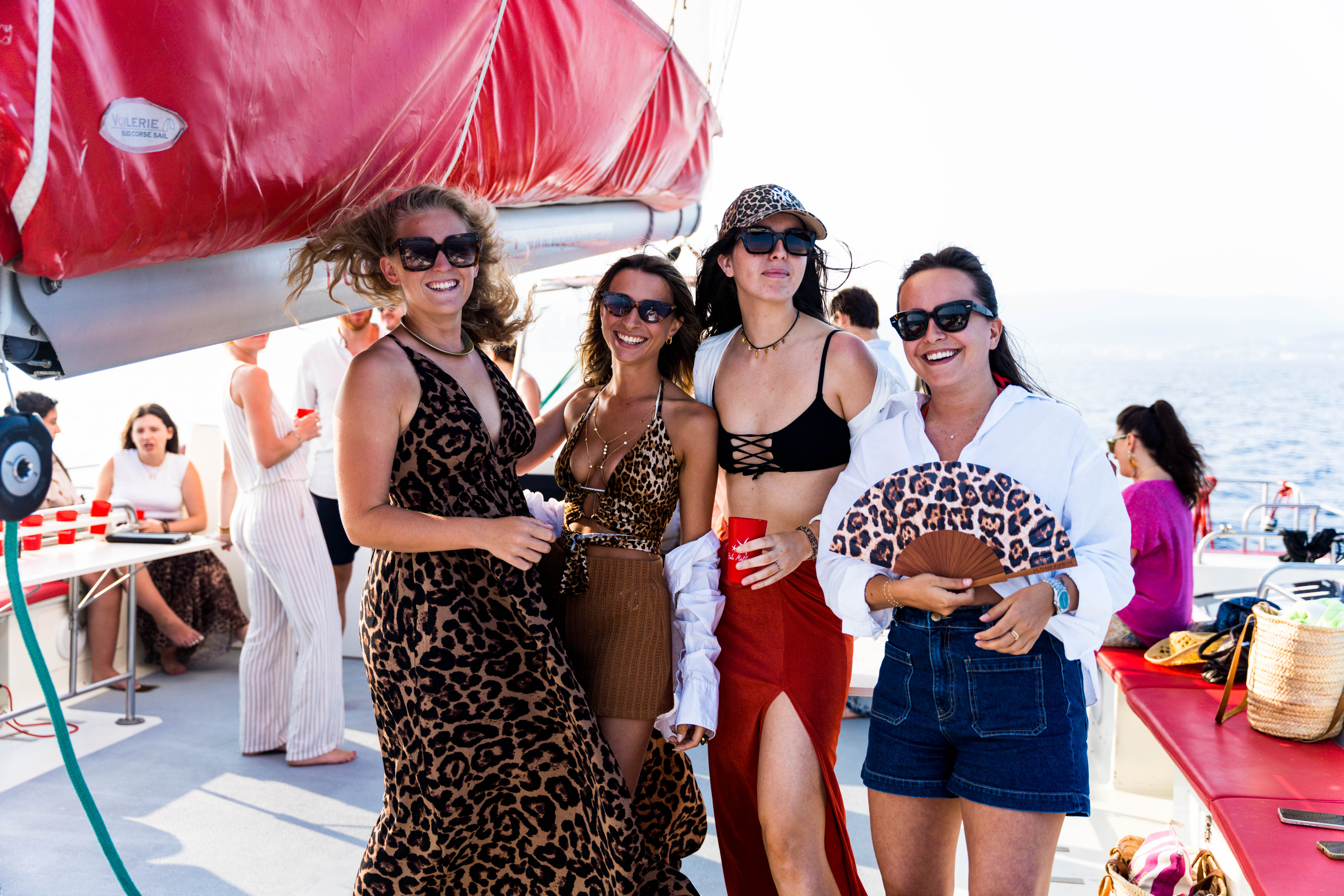 Private Sunset Catamaran Trip in the Bay of Ajaccio with DJ & Swimming Stop from Voglia Di Mare Ajaccio.