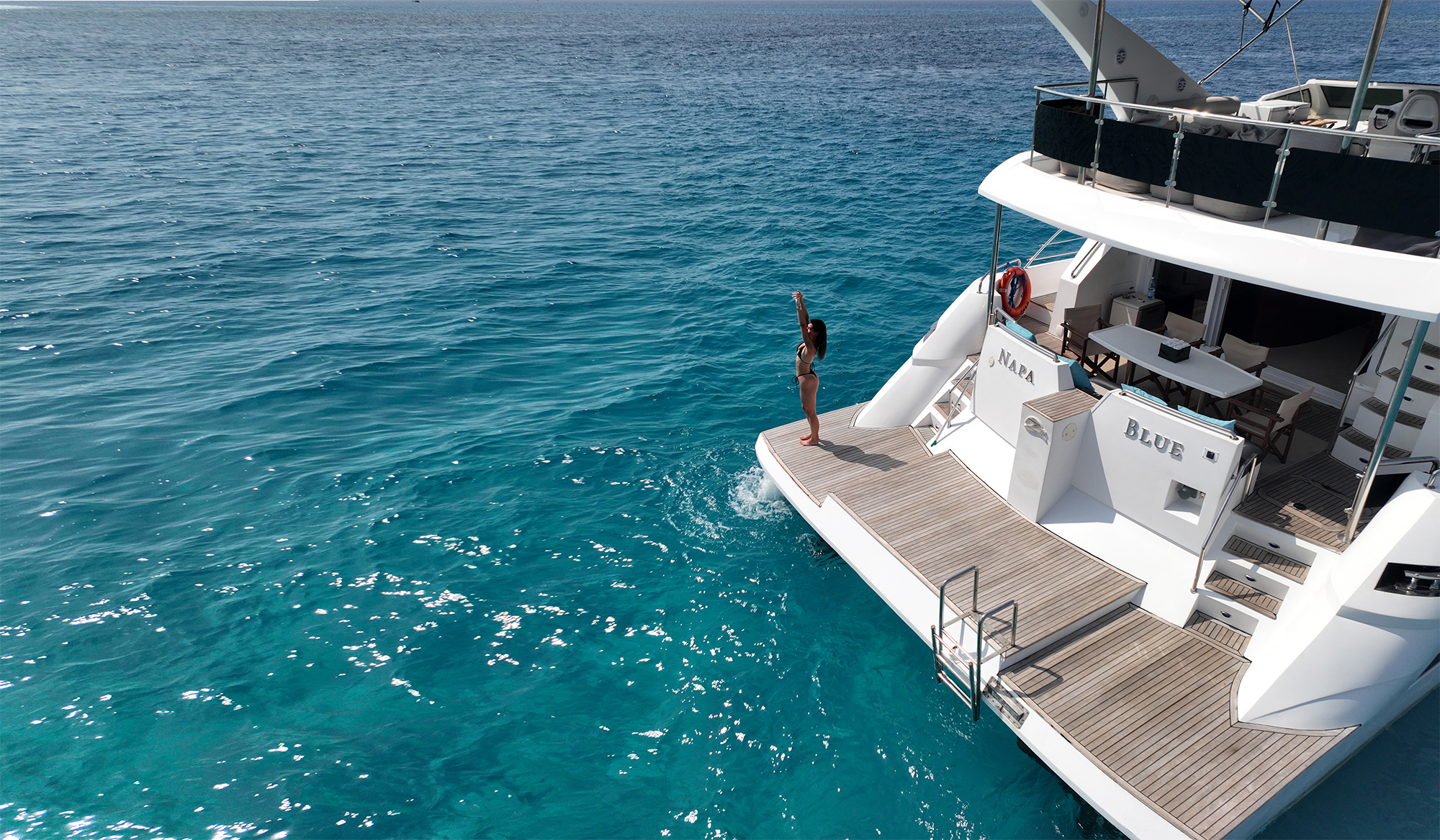 Catamaran Trip around the Coast of Ayia Napa with Swimming from Napa Blue Catamaran Ayia Napa.
