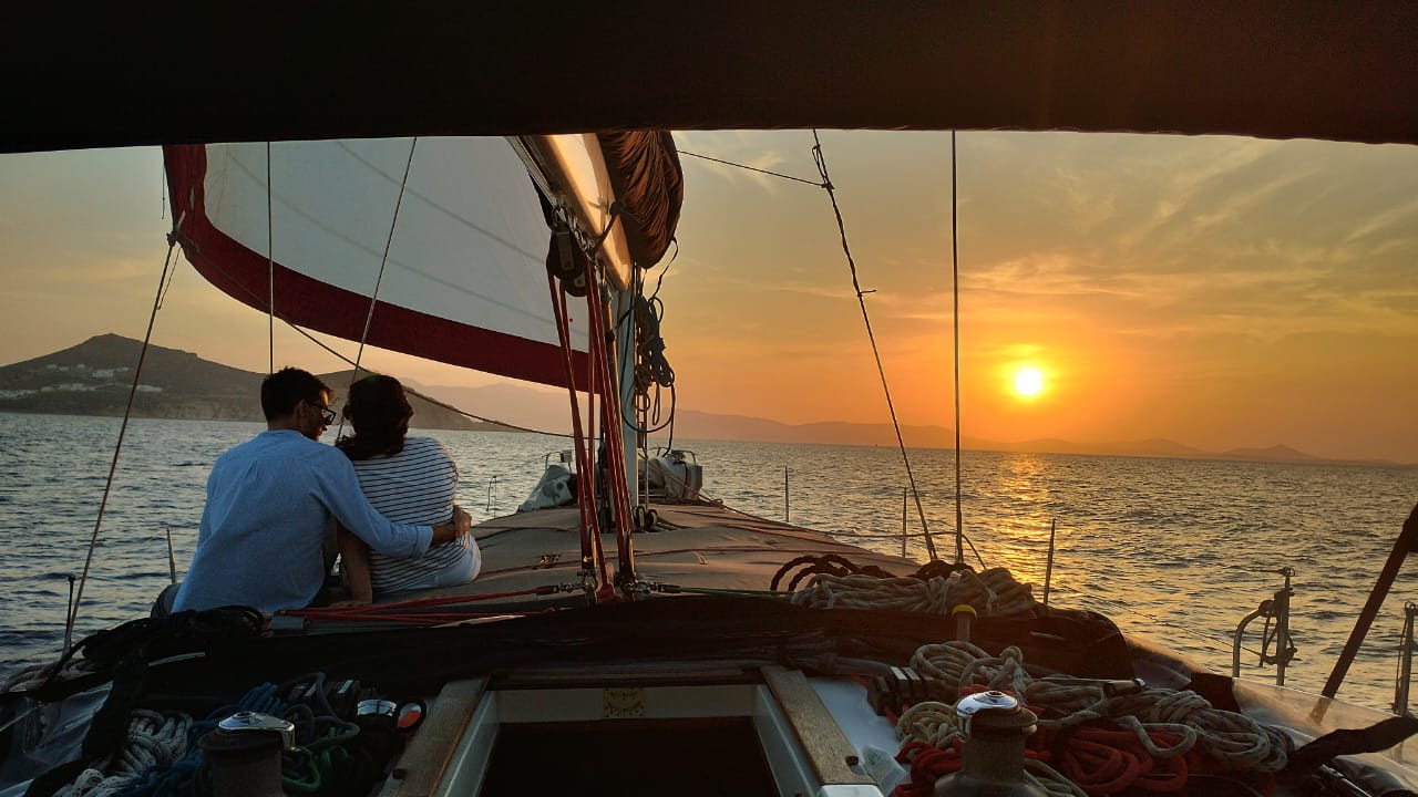 Private Sunset Sailing Boat Trip from Naxos to the Small Cyclades with SUP.