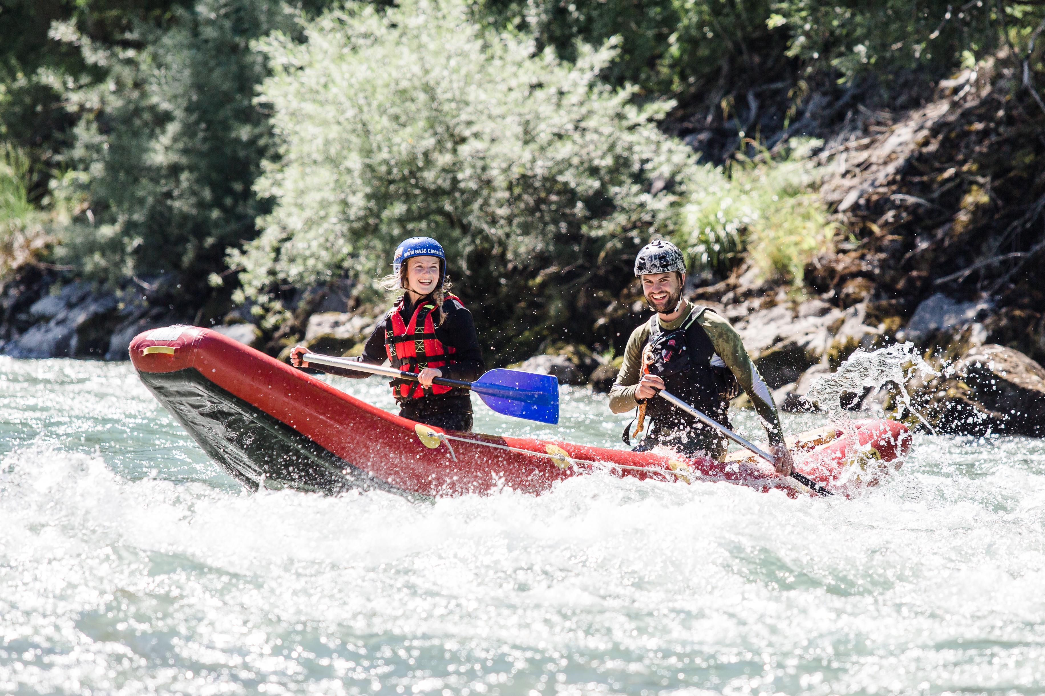 Action-Rafting im 2er Miniraft auf der Saalach.