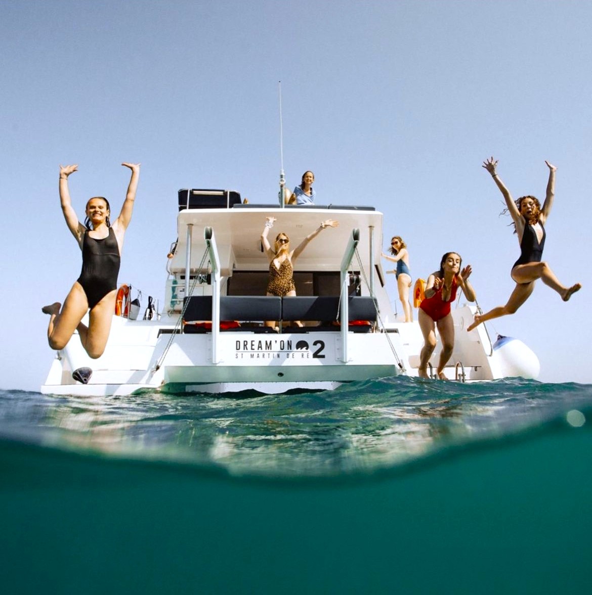 Katamaran-Tour ab Saint-Martin-de-Ré zum Fier d'Ars mit Schwimmen mit Dream'On Catamaran Saint-Martin-de-Ré.