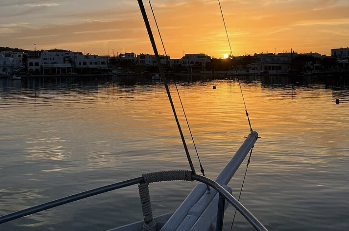 Sunset Sailboat Trip to the Fira Channel with Apéritif & Swimming Stops from Paros Boat Trips.