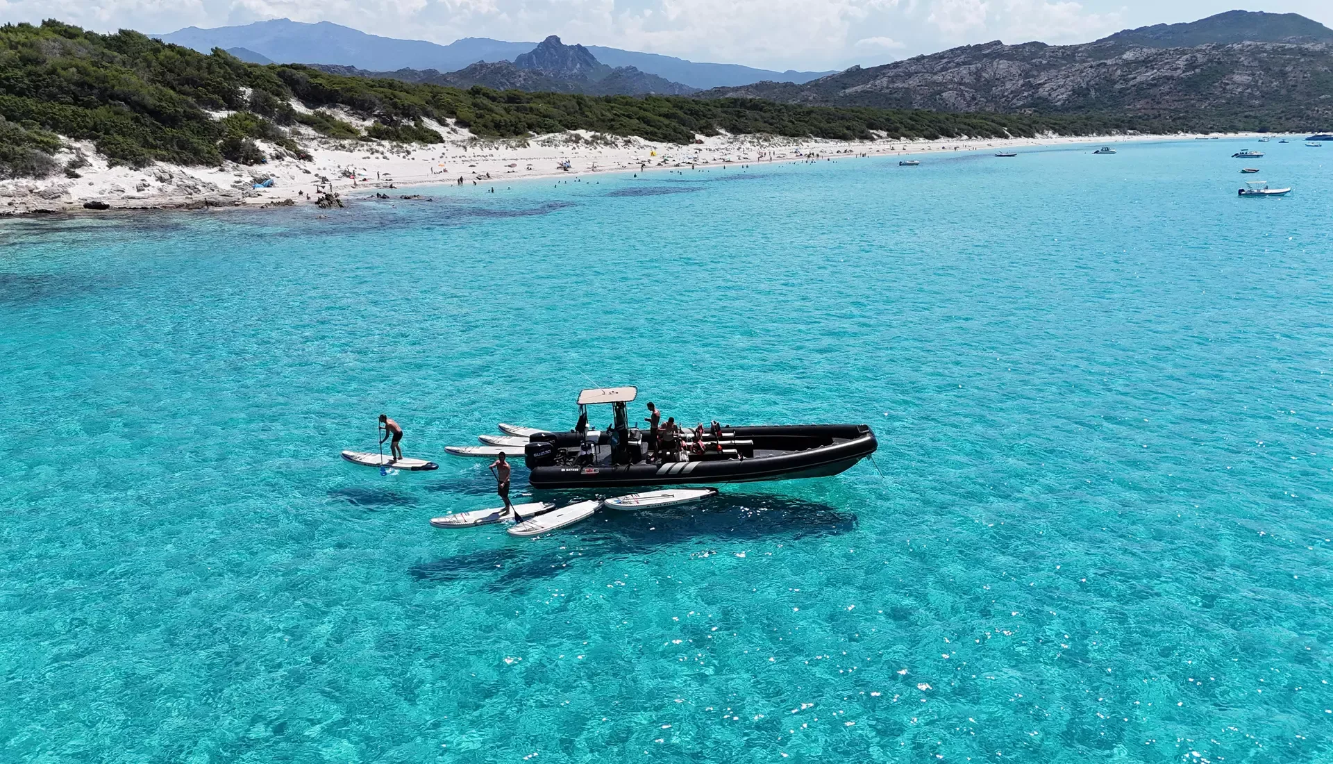 Half Day RIB Boat Trip to Cap Corse & Agriates Desert with Lunch, Snorkeling & SUP from Perla Nera Saint-Florent.