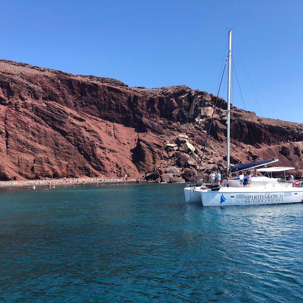 Semi-Private Catamaran Trip in Santorini with Pick-Up & Snorkeling.