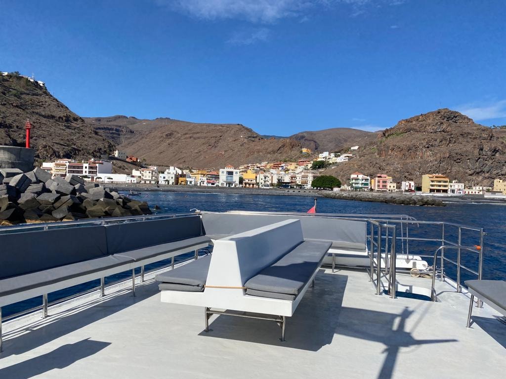 Vintage Boat Trip from Vueltas with Whale Watching, Snacks, Drinks and Swimming.