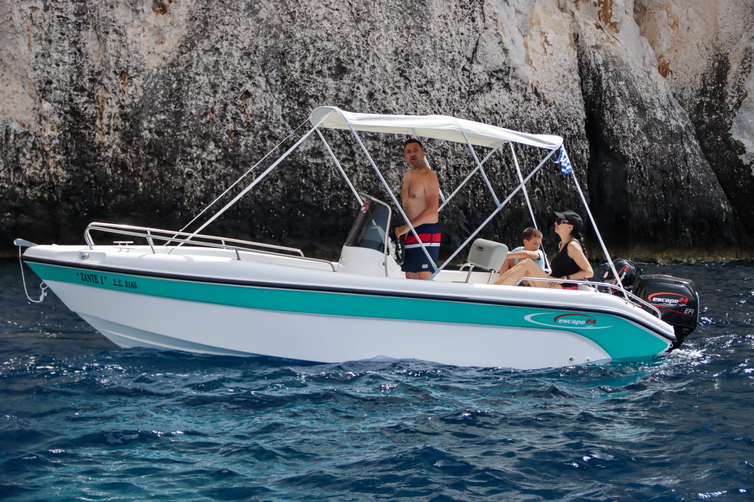 Sunset Boat Rental in Keri (up to 8 people) with Skipper from Rent All Mania Zante.