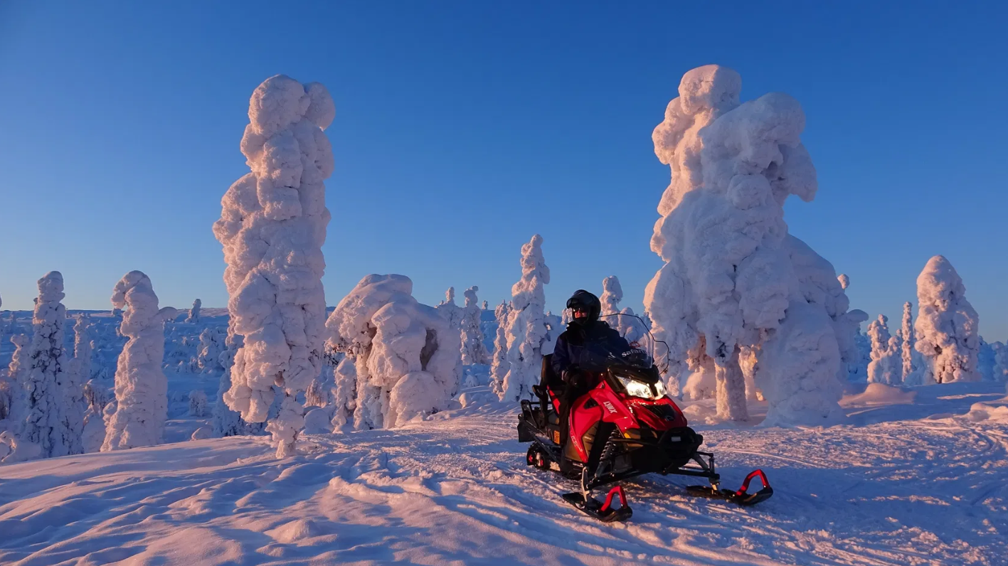 Avondsneeuwscootertocht in Saariselkä met kampvuur met Safartica Rovaniemi.