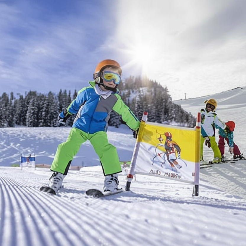 Skilessen voor kinderen (4-14 jaar) van alle niveaus met Skischool Sunnyside.