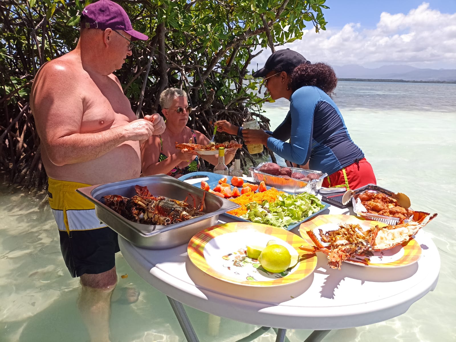 Full Day Boat Trip in Grand Cul-de-sac marin with Lobster Lunch & Swimming from Les Amis de la Mer Guadeloupe.