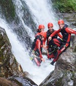 People enjoying Canyoning in Lower Auerklamm - Short & Heavy Tour with feelfree Outdoor Professionals Ötztal.