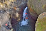 A man while abseiling during Canyoning near Ried im Oberinntal - Pure Action with H2O Adventure Ried.