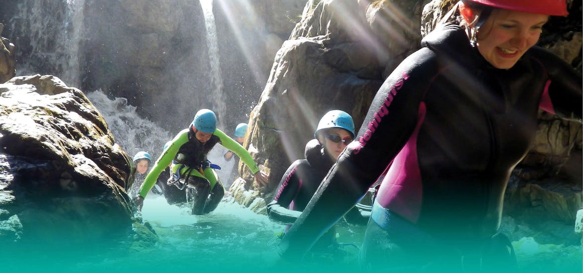 People climbing at Canyoning in East Tyrol - First Step Tour with Adventurepark Osttirol.