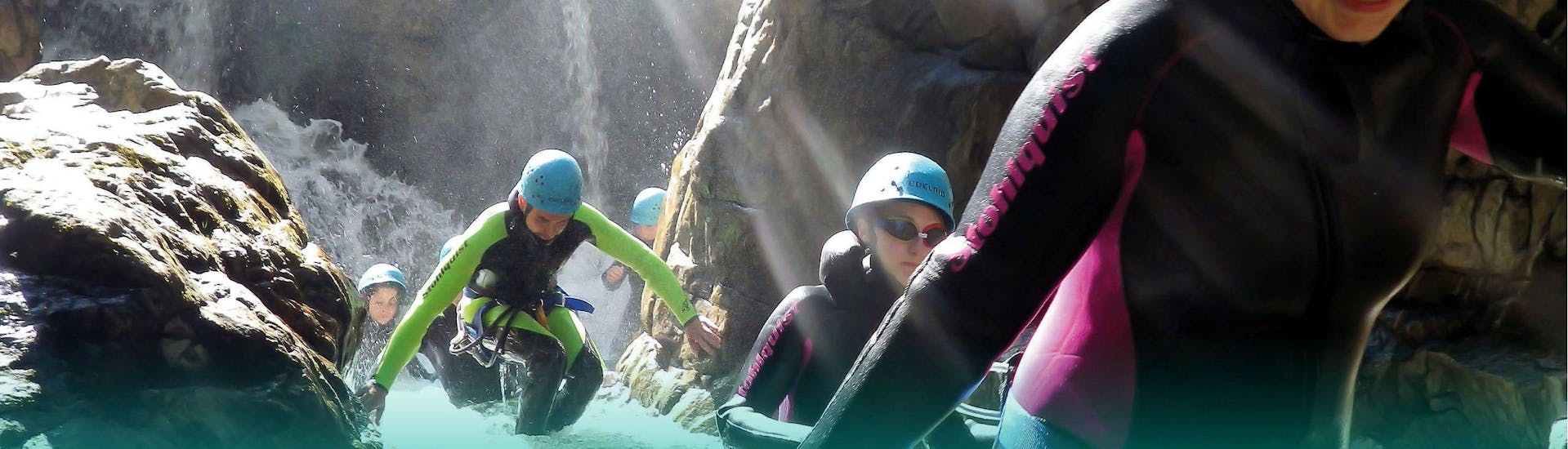 People climbing at Canyoning in East Tyrol - First Step Tour with Adventurepark Osttirol.