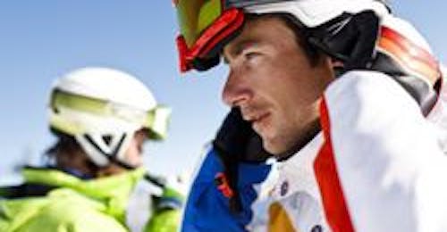 Adult Ski Lessons for Beginners from Ski- und Snowboardschule Ruhpolding A man is taking part in adult ski lessons for beginners with ski school Ruhpolding at the Westernberg ski area.