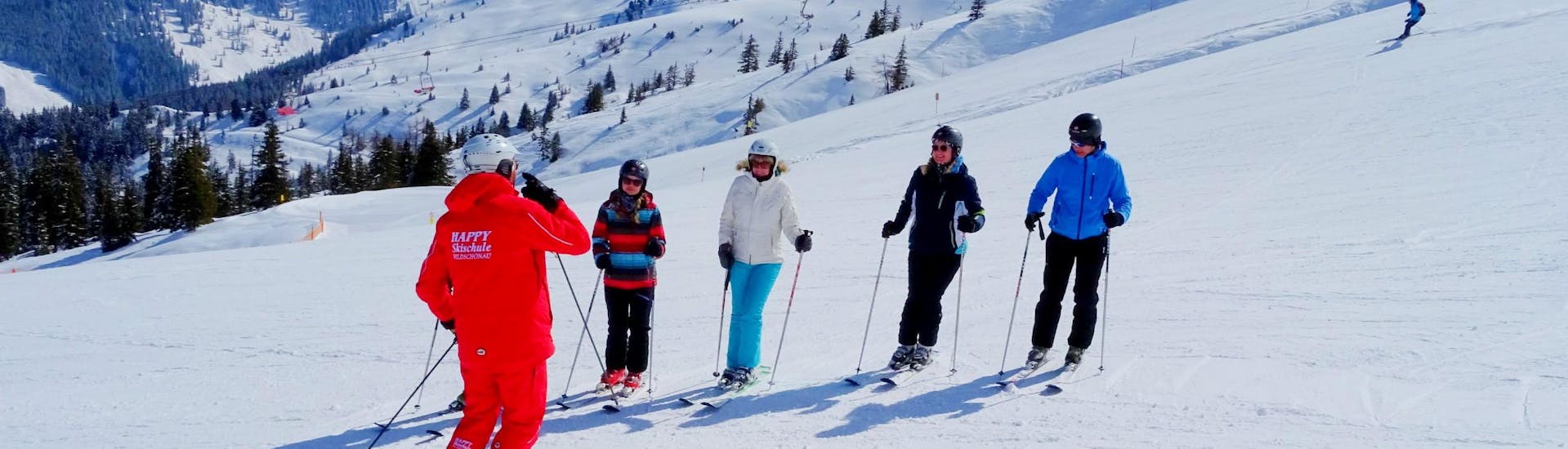 Clases de esquí para adultos para debutantes.