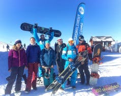 Snowboardlessen (vanaf 8 jaar) voor alle niveaus met Skischool 360 Samoëns.