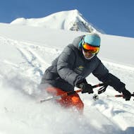 A person going Private Off-Piste Skiing Lessons for Adults - Arc 2000 with Evolution 2 - Arc 2000.