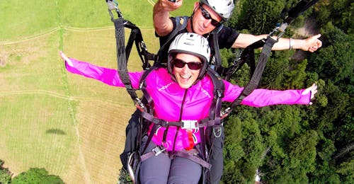 Tandem Paragliding at Punta Cervinia - Summit Flight with FlyHirzer Saltusio A participant is having the best time during the Tandem Paragliding at Punta Cervinia - Summit Flight with FlyHirzer Saltusio.