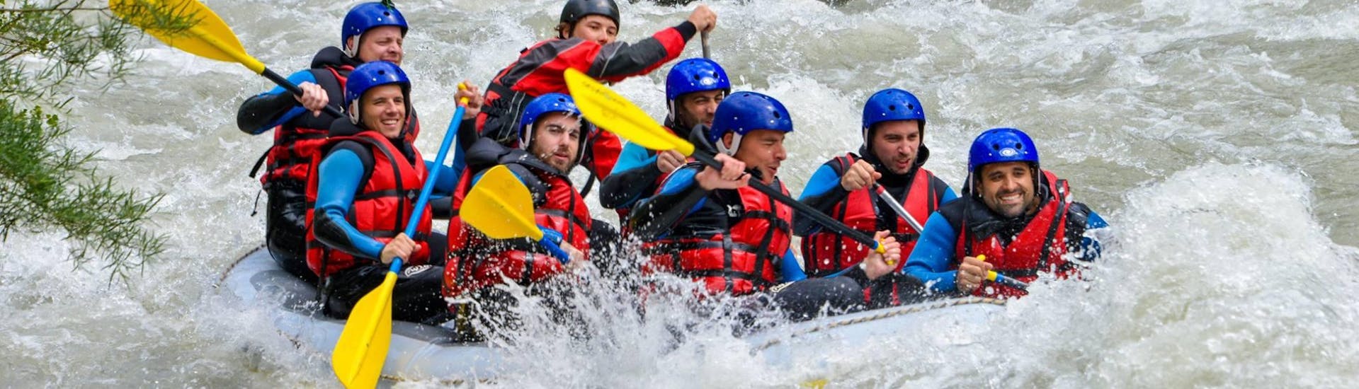 Action photo on the river while rafting on the Verdon - Heart of the Gorges.