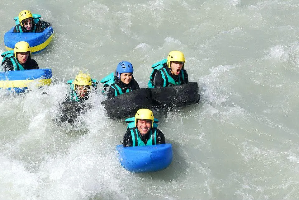 Hydrospeed on the Durance River in Embrun from Latitude Rafting Embrun Participants of the Rafting "Hydrospeed" tour on the Durance with Latitude Rafting are enjoying their time in the water.