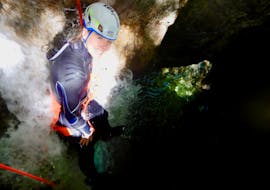 A girl is enjoying the Canyoning Magic in Rio Nero in Valle di Ledro with LOLgarda by LiveOutdoorLife.