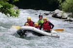 People on the raft during the Rafting on the Isère River in Landry for Families with Evolution 2 Peisey Vallandry - H2o Sport.