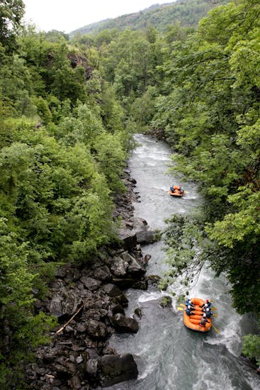 Attraversare la foresta su un gommone è uno dei vantaggi del Rafting sulla Dora Baltea - Percorso lungo con RaftingIT Valle d'Aosta.