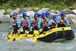 Participants are ready to face the river during the Rafting Extreme Fun on the Adda River with Indomita Valtellina River.