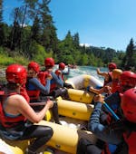 A group during their Classic Rafting on the Sava River in Bled with Sava rafting Bled.