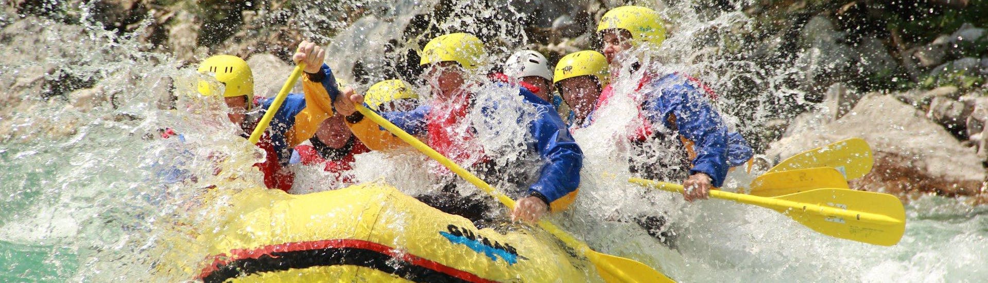 People enjoying the Rafting on the Soča River for Groups (from 8 people) with TOP Rafting Centre.