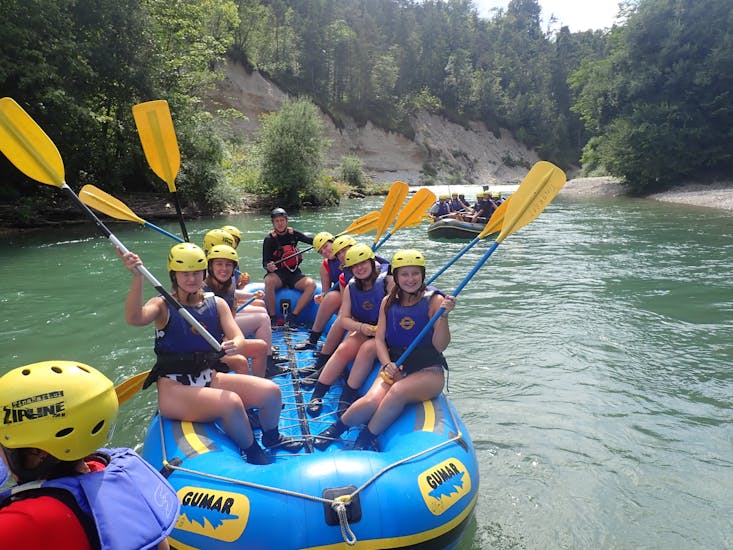 Two boats on the river during Rafting on the Sava next to Bled with TinaRaft Radovljica.