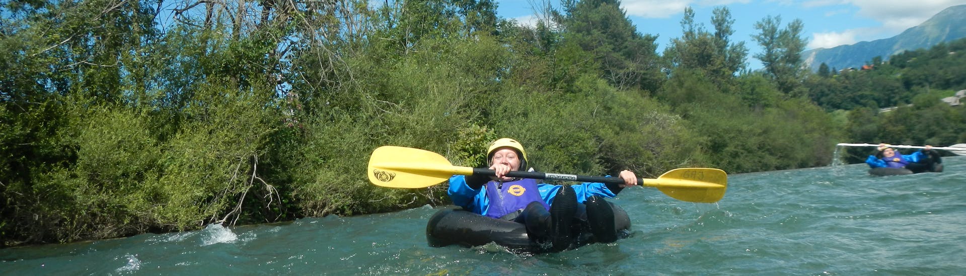 A person during Tubing on the Sava River near Bled with TinaRaft Radovljica.