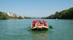 Bild der Teilnehmer beim Rafting "Soft" für Gruppen (ab 15 Personen) - Rhein mit der Black Forest Magic Outdoorschule.