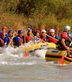 3 rafts are going down the Adda during the Rafting on the Adda for Groups 8+ people - Full Fun of Rafting Lombardia.